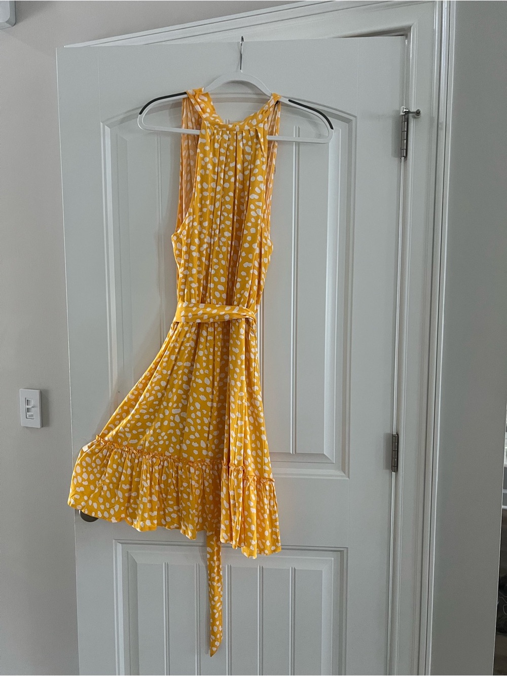 Yellow Polka Dot Ruffled Summer Dress